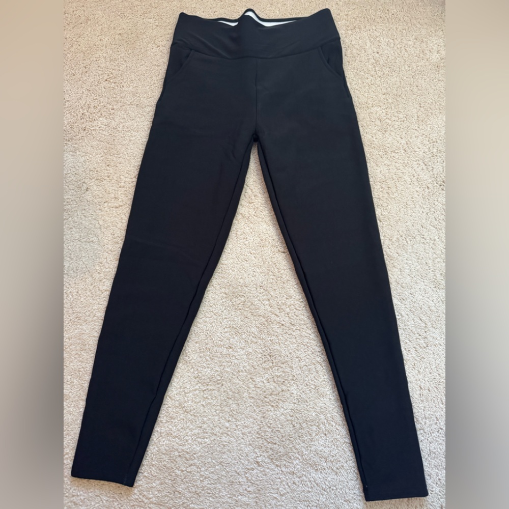 Leggings Womens XL Black Fleece Lined Ankle High Rise Thermal Pockets Stretch
